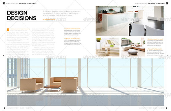 Designer magazine double page spread
