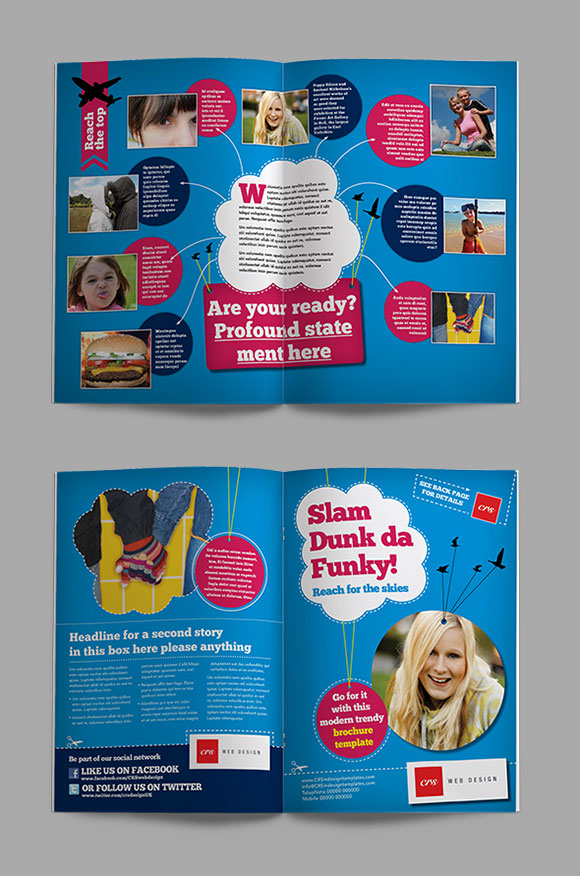 InDesign funky brochure template page preview