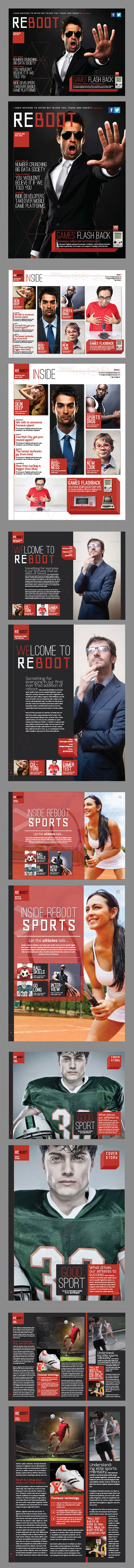 Reboot iPad magazine InDesign template page preview